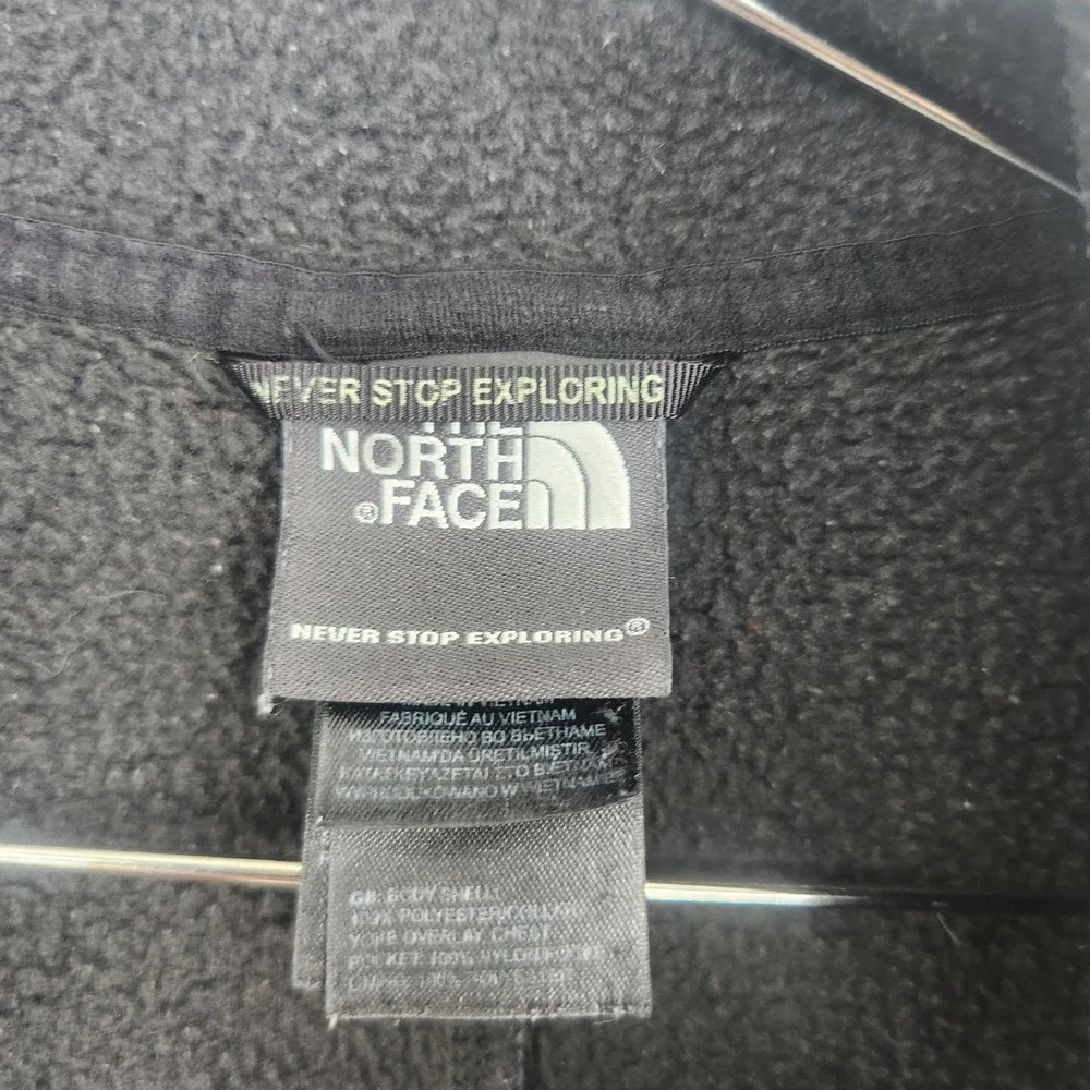 The North Face Men's Medium Denali Fleece Jacket Black Grey Full Zip Hiking Coat